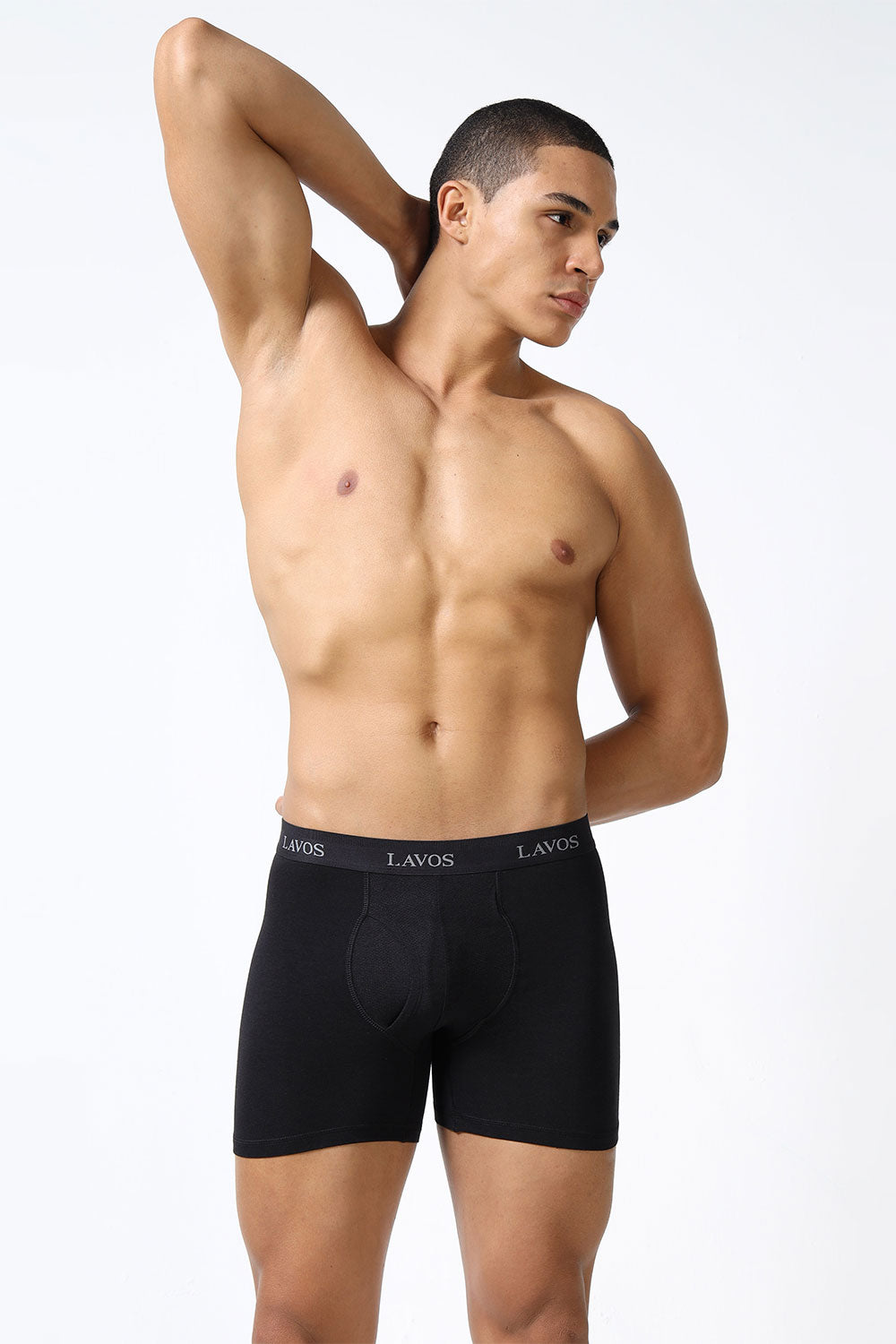 Lavos Men's Bamboo Cotton Boxer Briefs | Mid Rise 4-Way Stretch Underwear | Breathable Organic Cotton Antibacterial Trunks - LM2003