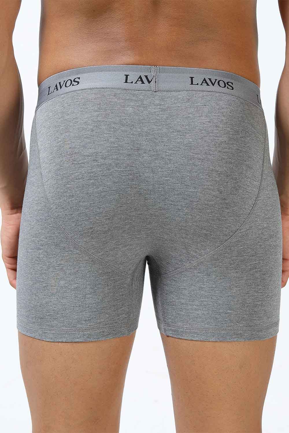 Lavos Men's Bamboo Cotton Boxer Briefs | Mid Rise 4-Way Stretch Underwear | Breathable Organic Cotton Antibacterial Trunks - LM2003