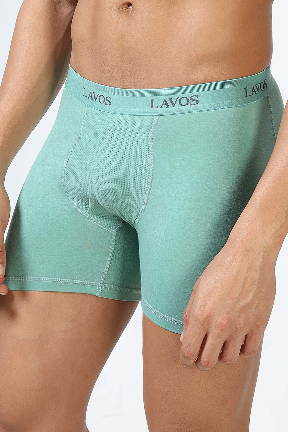 Lavos Men's Bamboo Cotton Boxer Briefs | Mid Rise 4-Way Stretch Underwear | Breathable Organic Cotton Antibacterial Trunks - LM2003
