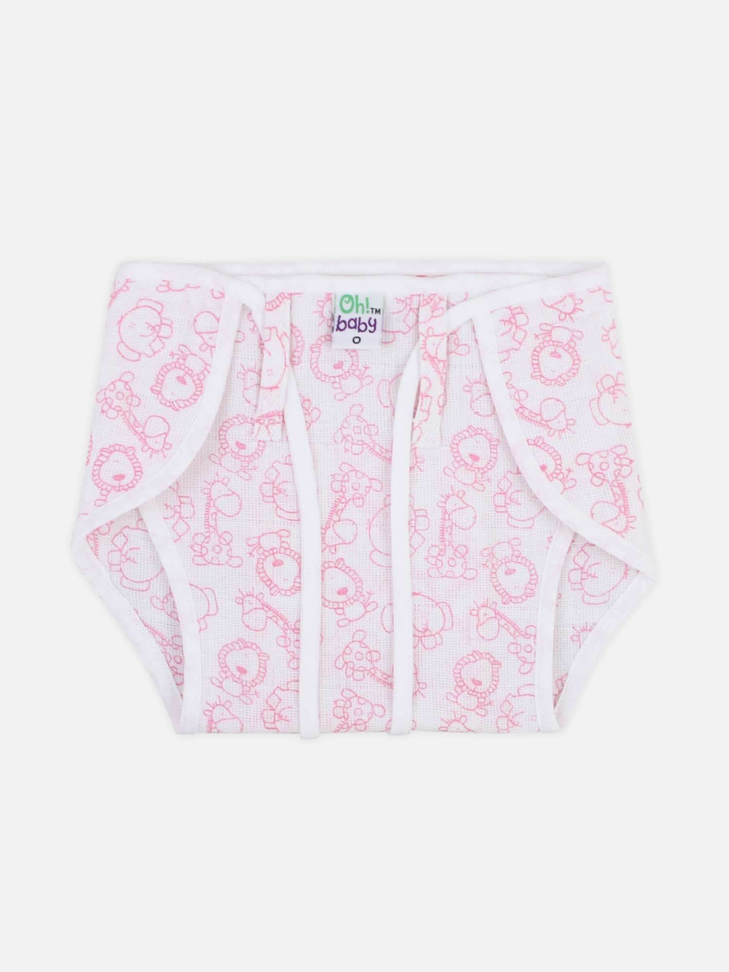 Oh Baby Printed Round Nappies Pink - Rdpr - Naidu Hall Family Store