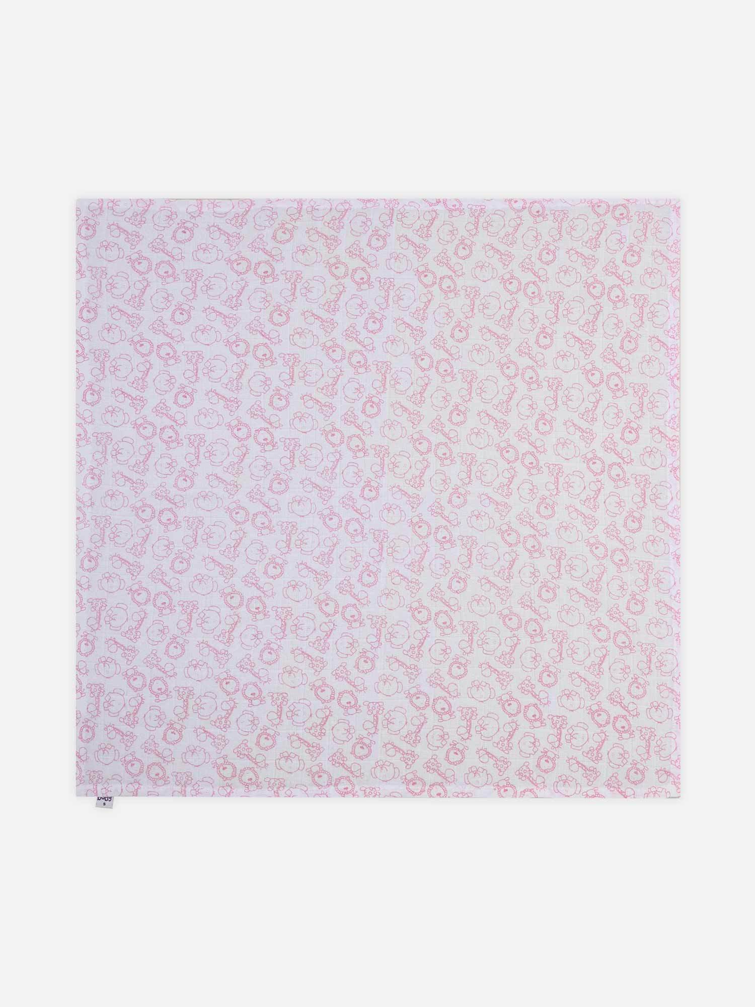 Oh Baby Cotton Printed Square Nappies - Pink - Naidu Hall Family Store