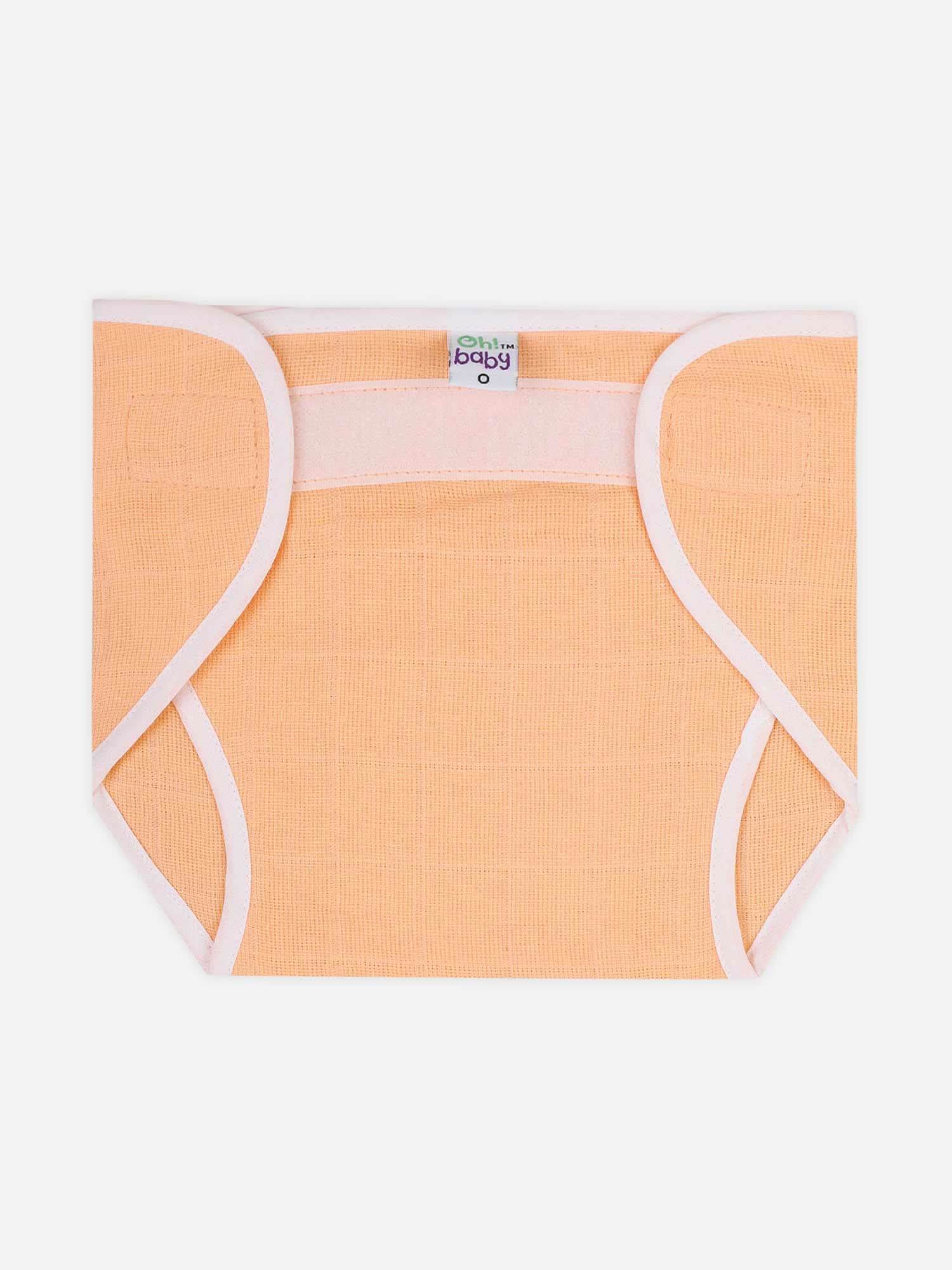 Oh Baby Plain Velcro Nappies Orange - Ltpl - Naidu Hall Family Store