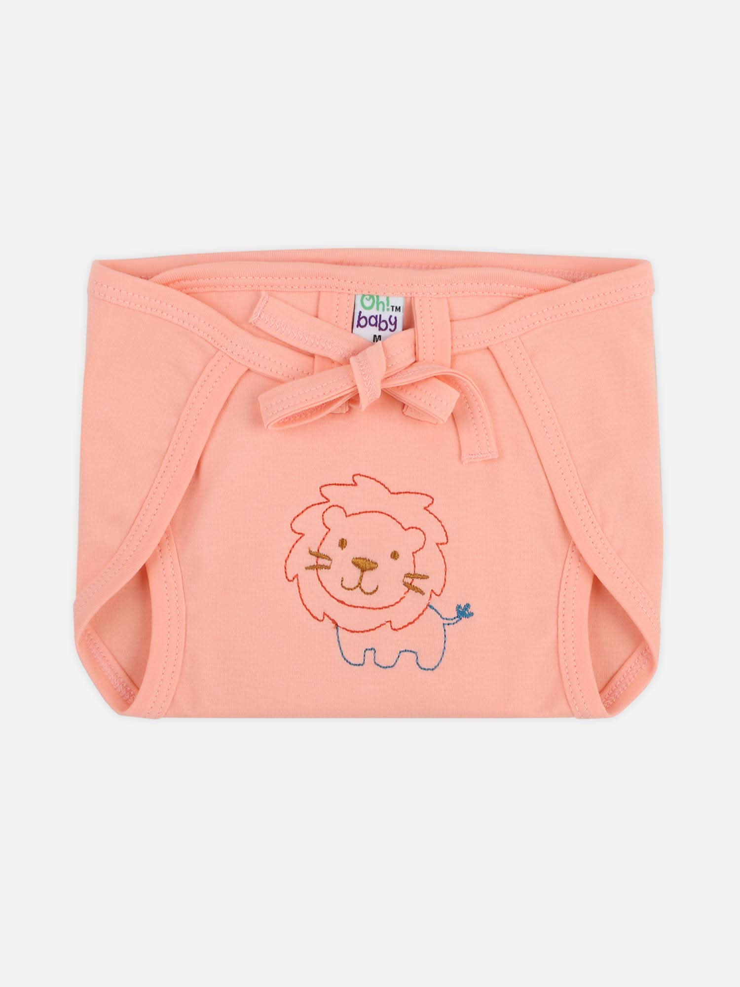 Oh Baby Plain Embroidery Knitted Round Orange - Rdpl