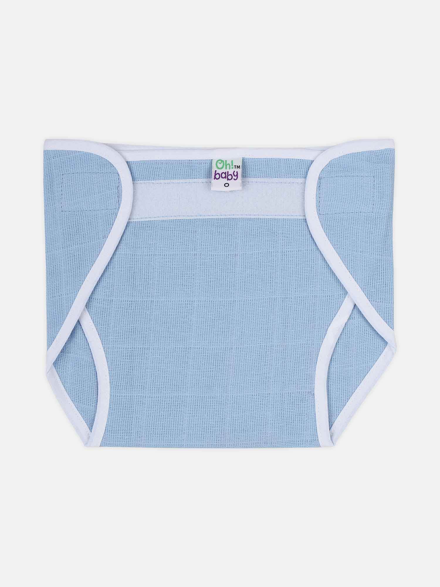 Oh Baby Plain Velcro Nappies Blue - Ltpl - Naidu Hall Family Store