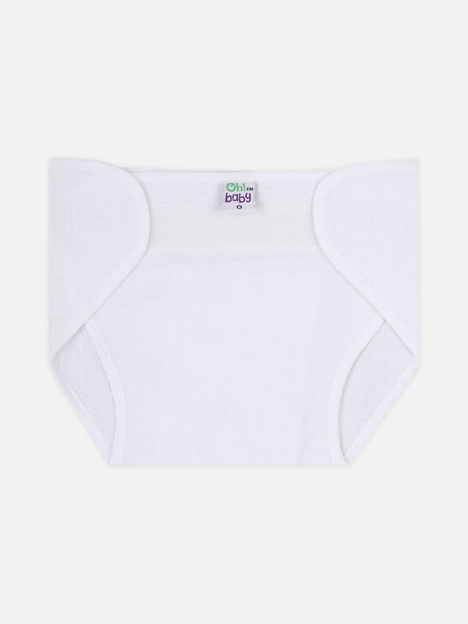 Oh Baby Plain Velcro Nappies White - Ltpl - Naidu Hall Family Store