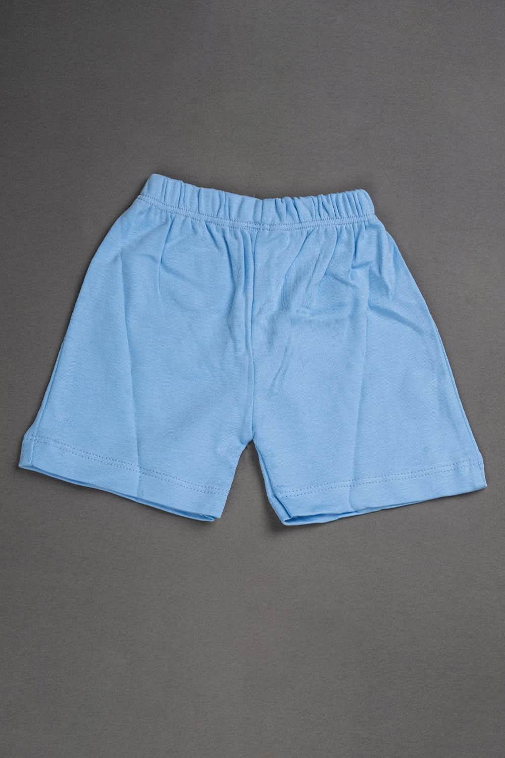 Oh Baby Cotton Interlock Knit Animal Print Shorts Pack Of - 2 - Sky Blue & Assorted - R204 - Naidu Hall Family Store
