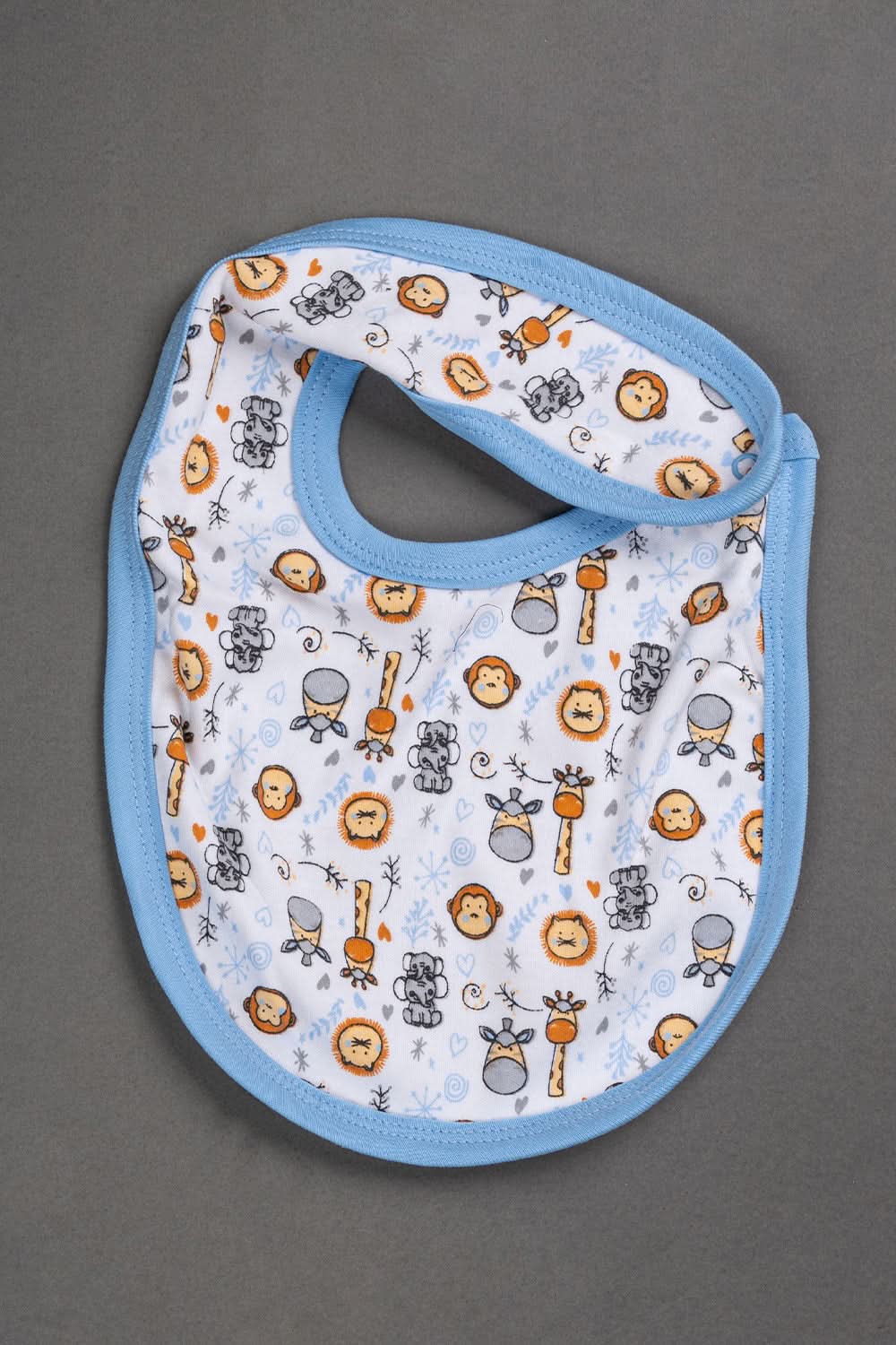 Oh Baby Cotton Interlock Knit Animal Print Bib Pack Of- 2 - Sky Blue & Assorted - B204