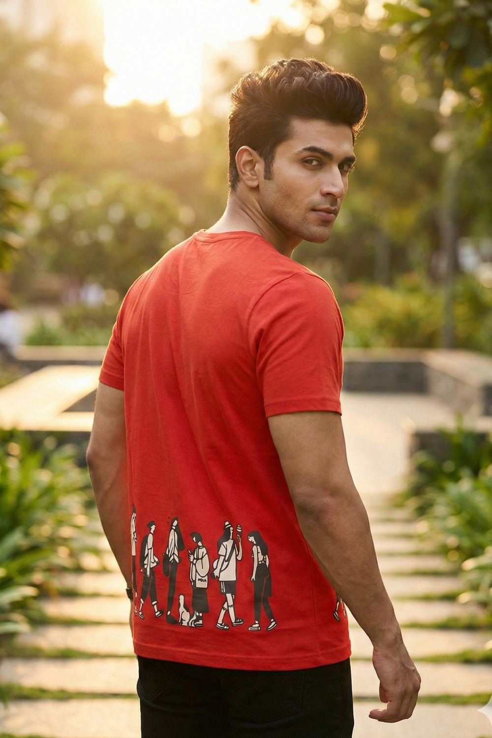 Enhance Men’s Cotton Graphic Printed Crew Neck T-Shirt | Street Style Round Neck Half Sleeve Everyday Wear - Brown - TG09