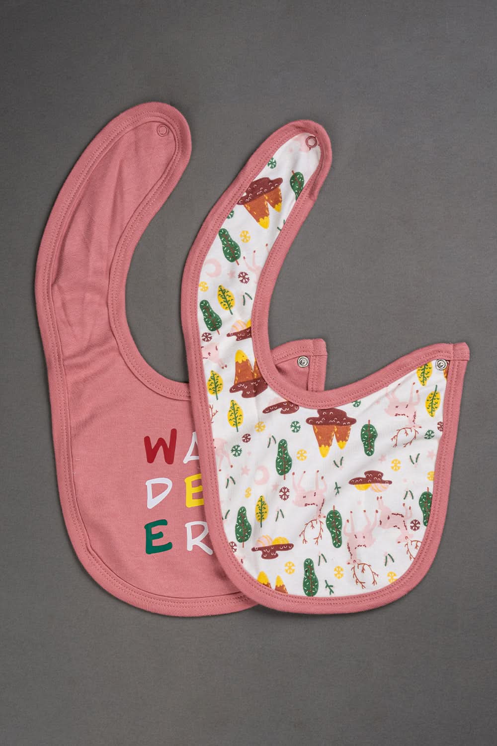 Oh Baby Cotton Interlock Knit Animal Print Bib Pack Of- 2 - Pink & Assorted - B201