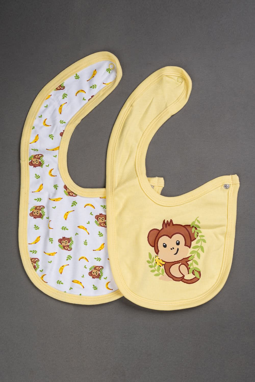 Oh Baby Cotton Interlock Knit Animal Print Bib Pack Of- 2 - Yellow & Assorted - B203