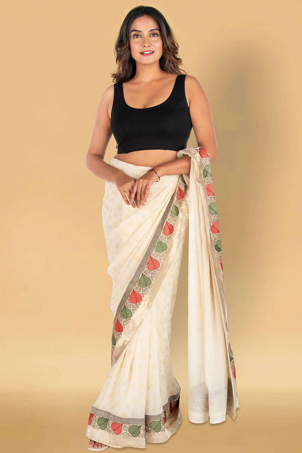 Women's Stretchable Sleeveless Princess Cut Readymade Saree Blouse – Everyday Comfort Ethnic Blouse for Sarees - 1323