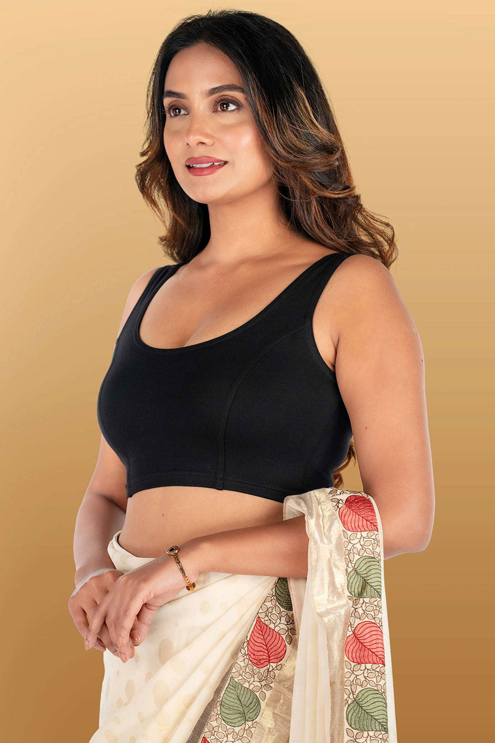 Women's Stretchable Sleeveless Princess Cut Readymade Saree Blouse – Everyday Comfort Ethnic Blouse for Sarees - 1323