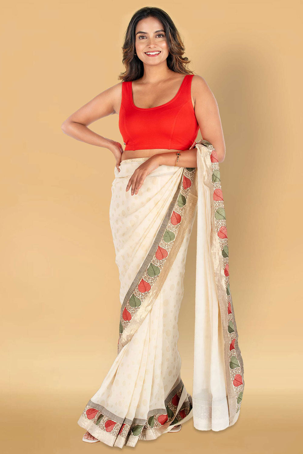 Women's Stretchable Sleeveless Princess Cut Readymade Saree Blouse – Everyday Comfort Ethnic Blouse for Sarees - 1323