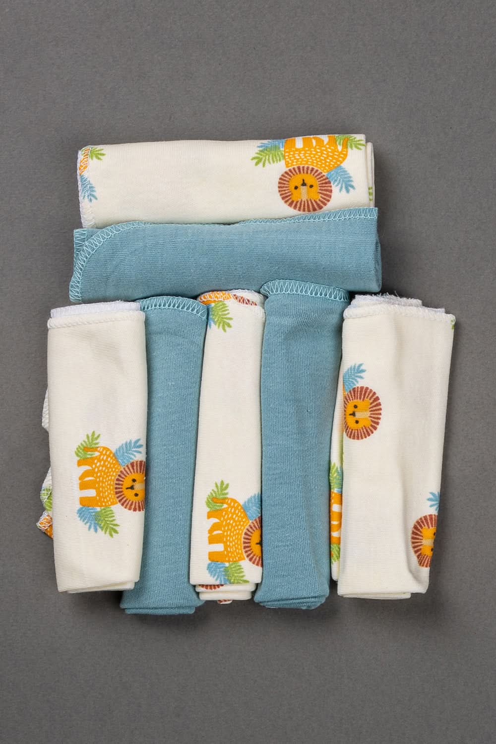 Oh Baby Cotton Interlock Knit Animal Print Wash Cloth Pack Of - 7 - Blue & Assorted - C202