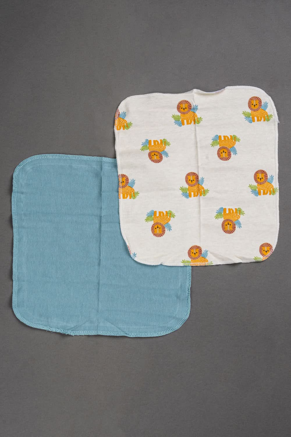 Oh Baby Cotton Interlock Knit Animal Print Wash Cloth Pack Of - 7 - Blue & Assorted - C202