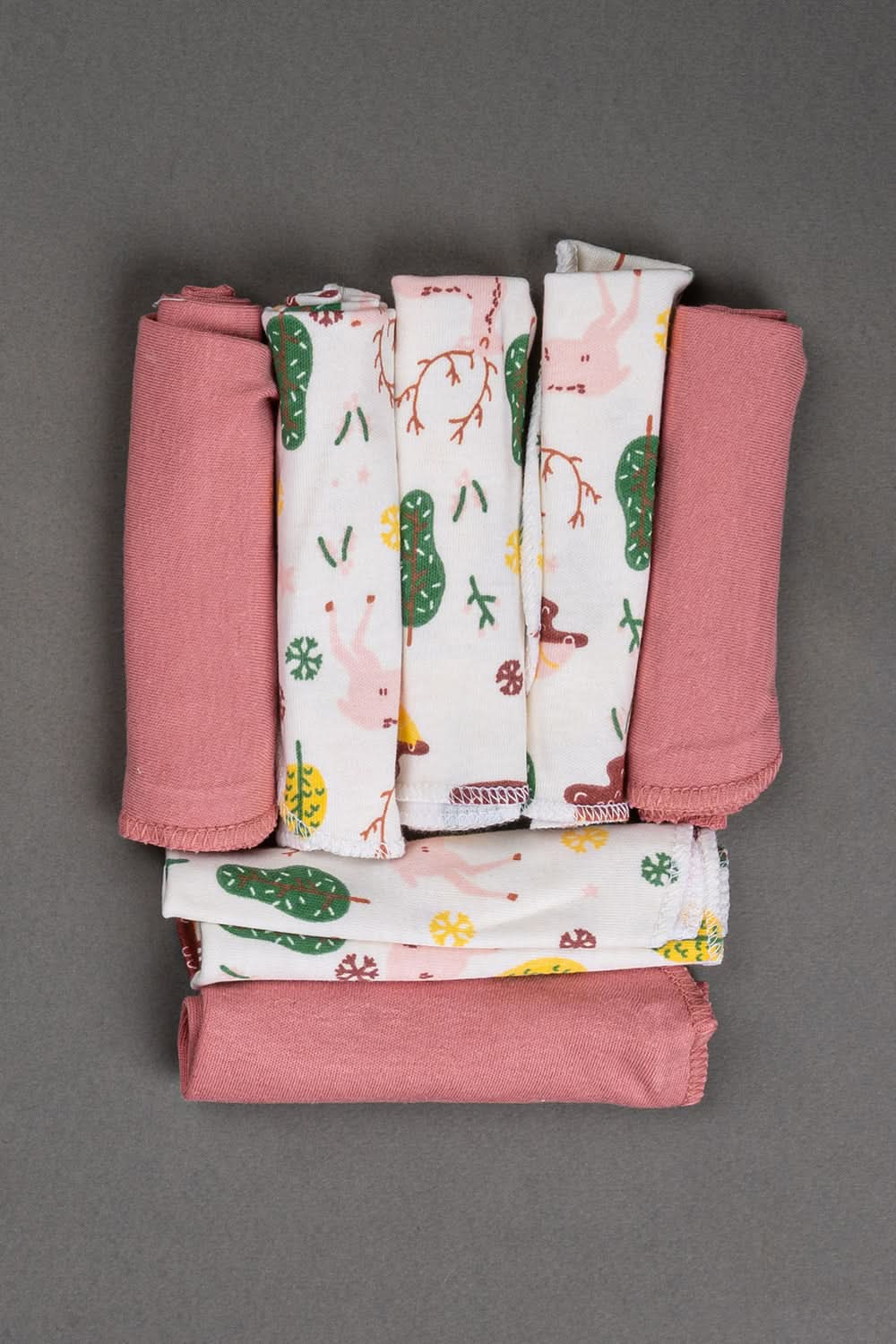 Oh Baby Cotton Interlock Knit Animal Print Wash Cloth Pack Of - 7 - Pink & Assorted - C201