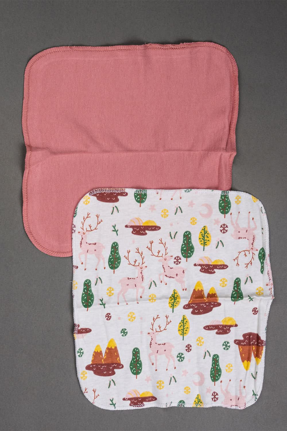 Oh Baby Cotton Interlock Knit Animal Print Wash Cloth Pack Of - 7 - Pink & Assorted - C201