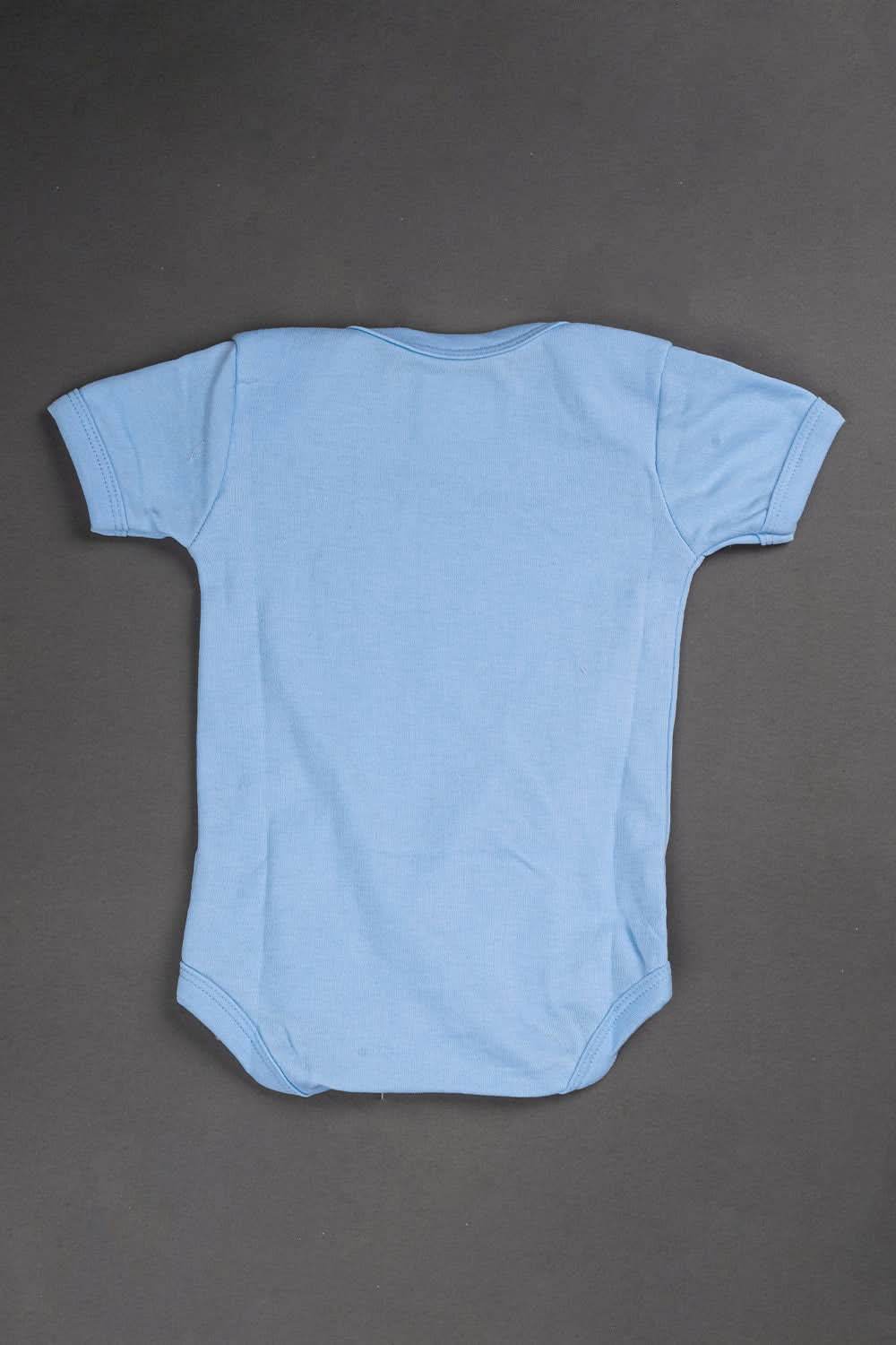 Oh Baby Cotton Interlock Knit Animal Print Halfsleeve Onesies Pack Of - 2 - Sky Blue & Assorted - S204 - Naidu Hall Family Store