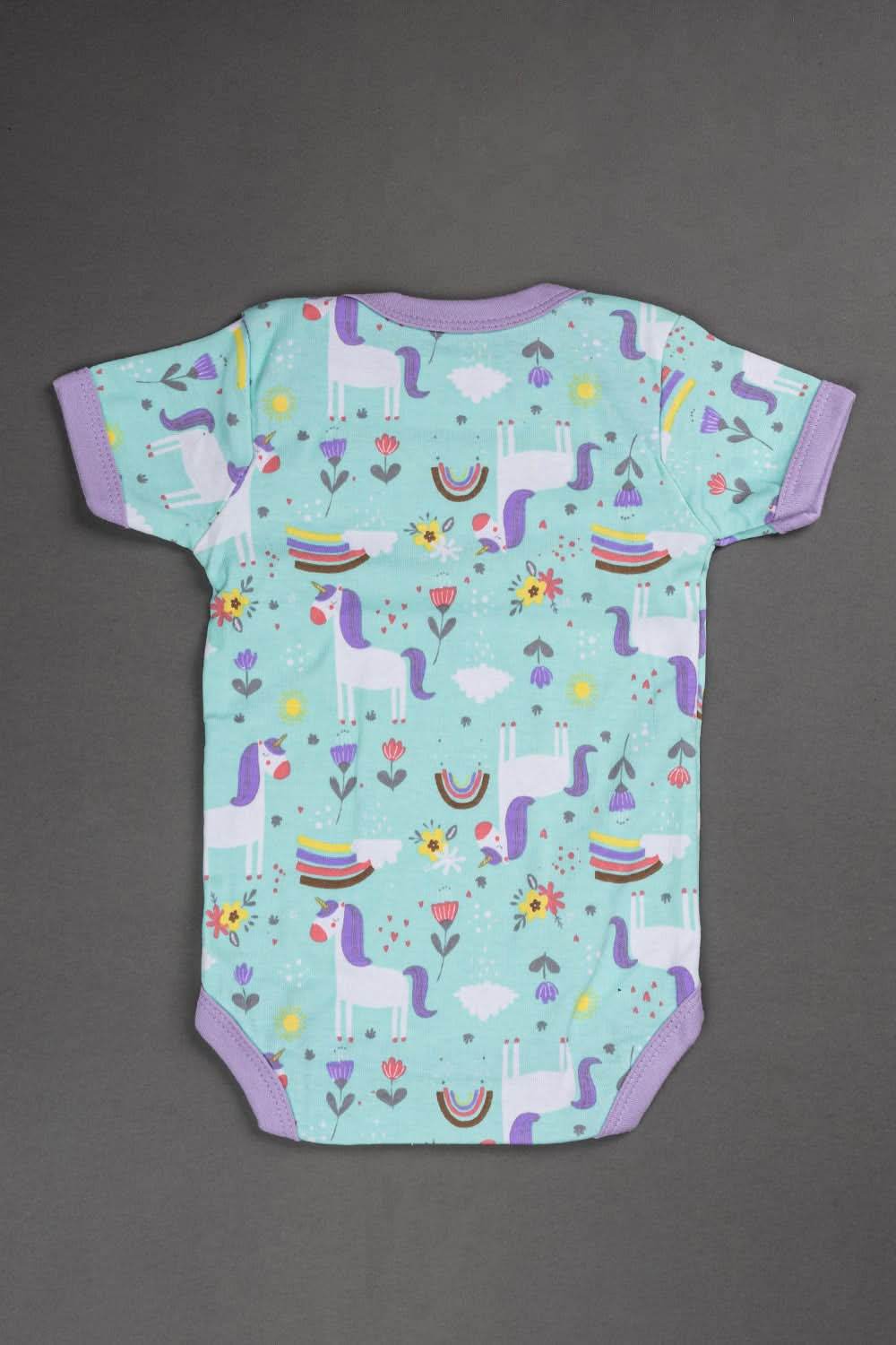 Oh Baby Cotton Interlock Knit Animal Print Halfsleeve Onesies Pack Of - 2 - Lilac & Assorted - S205 - Naidu Hall Family Store