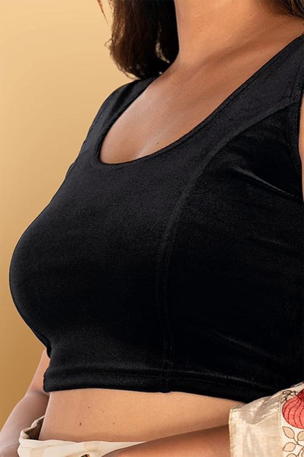 Women's Velvet Stretchable Sleeveless Princess Cut Readymade Saree Blouse – Premium Party Wear Ethnic Blouse - 1940V