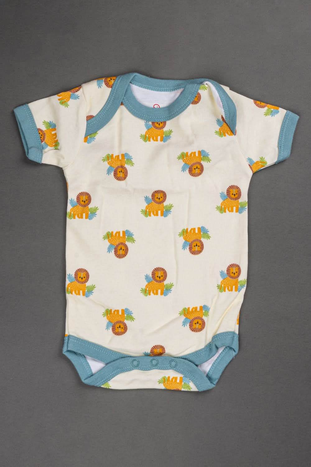 Oh Baby Cotton Interlock Knit Animal Print Halfsleeve Onesies Pack Of - 2 - Blue & Assorted - S202 - Naidu Hall Family Store