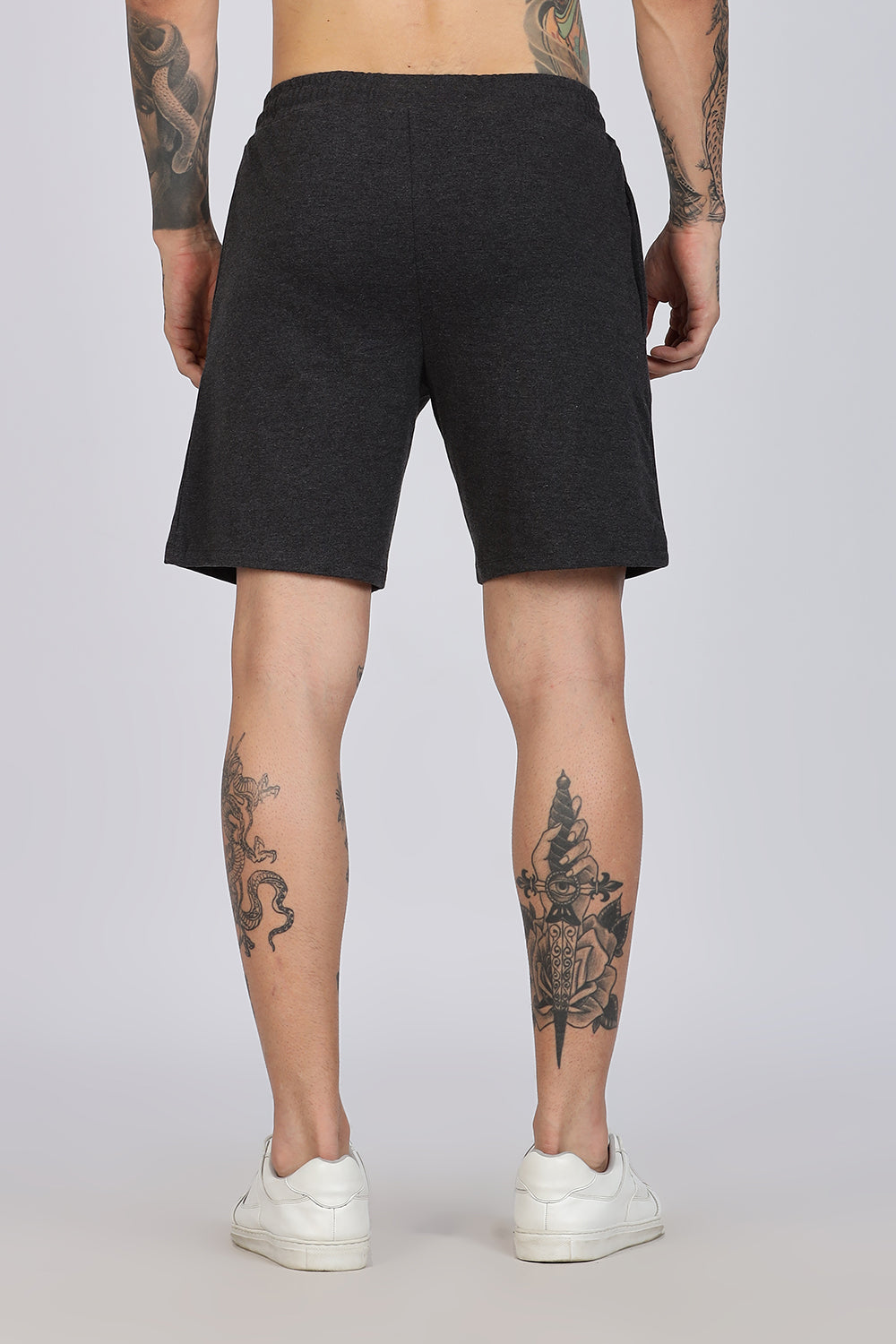 Enhance Men’s Cotton Blend Shorts | Comfortable Dailywear & Sleepwear with Pockets - Black - SN01