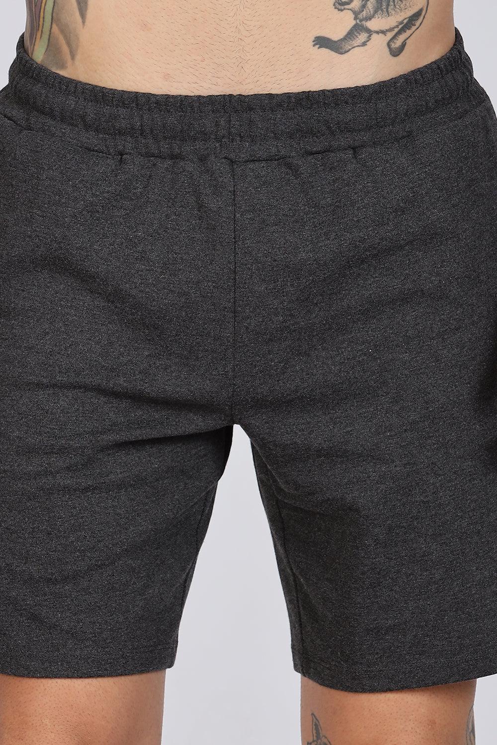 Enhance Men’s Cotton Blend Shorts | Comfortable Dailywear & Sleepwear with Pockets - Black - SN01