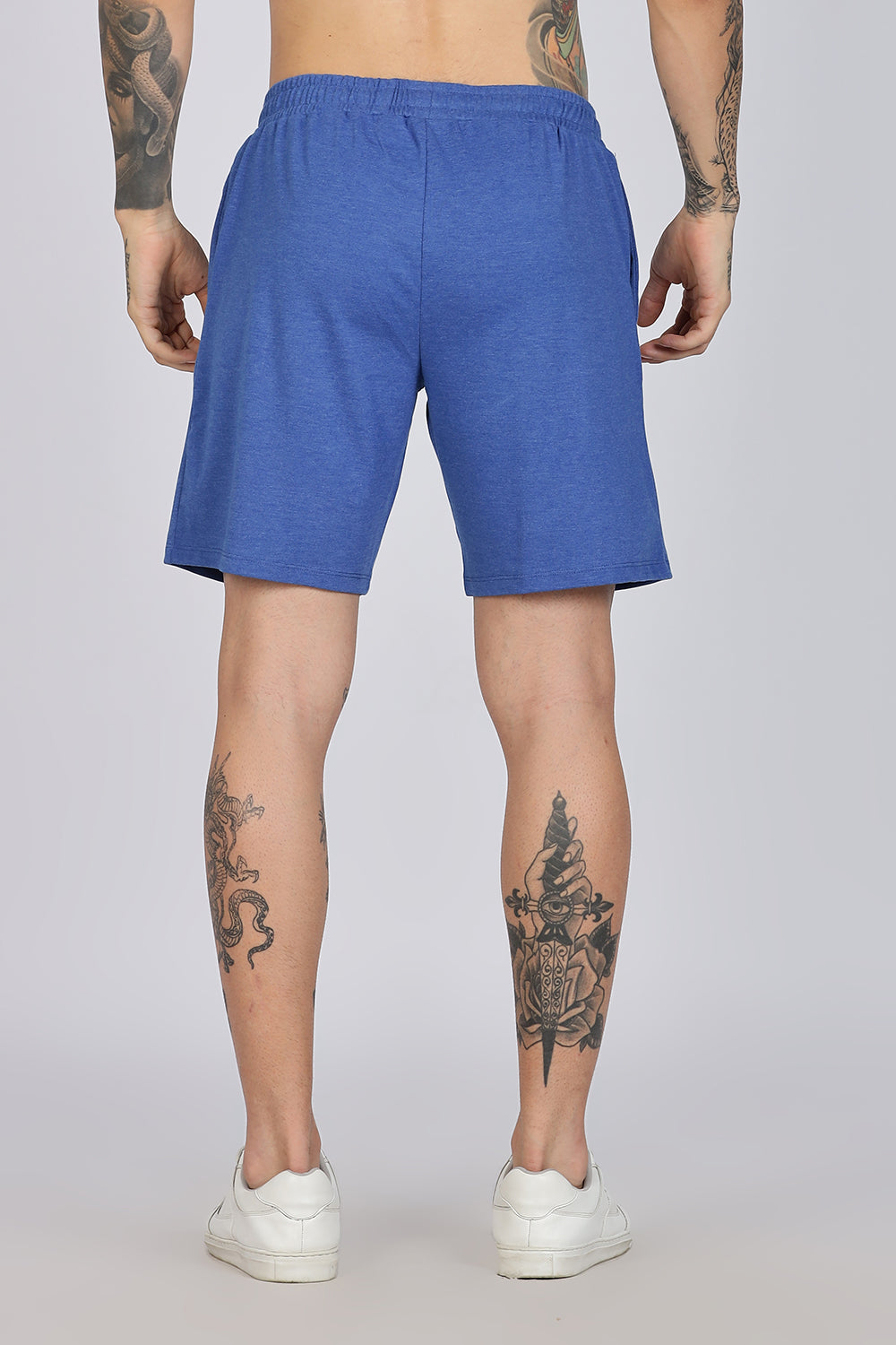 Enhance Men’s Cotton Blend Shorts | Comfortable Dailywear & Sleepwear with Pockets - Blue - SN01