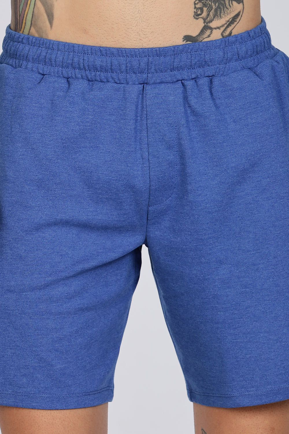 Enhance Men’s Cotton Blend Shorts | Comfortable Dailywear & Sleepwear with Pockets - Blue - SN01