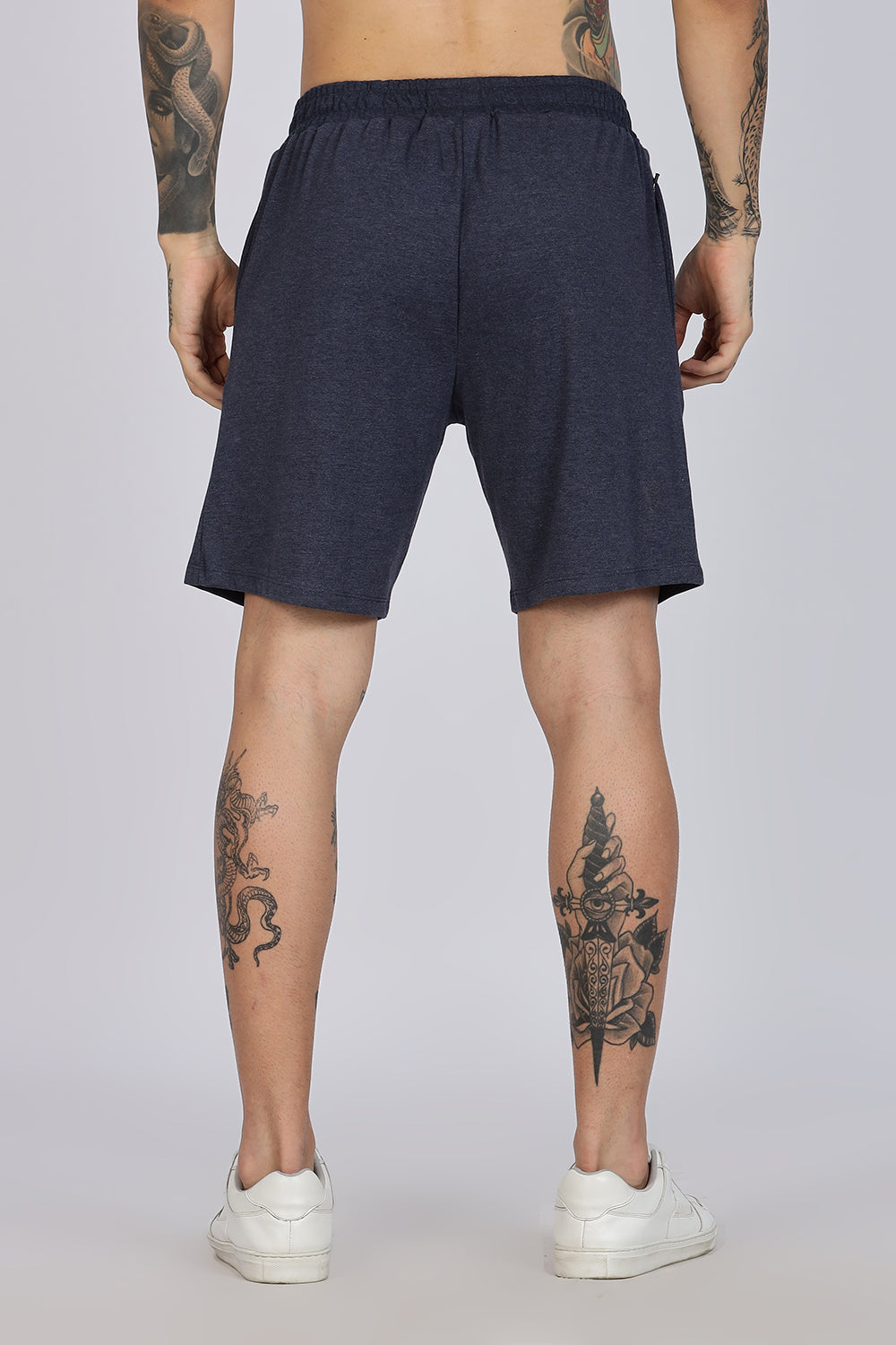 Enhance Men’s Cotton Blend Shorts | Comfortable Dailywear & Sleepwear with Pockets - Navy - SN01