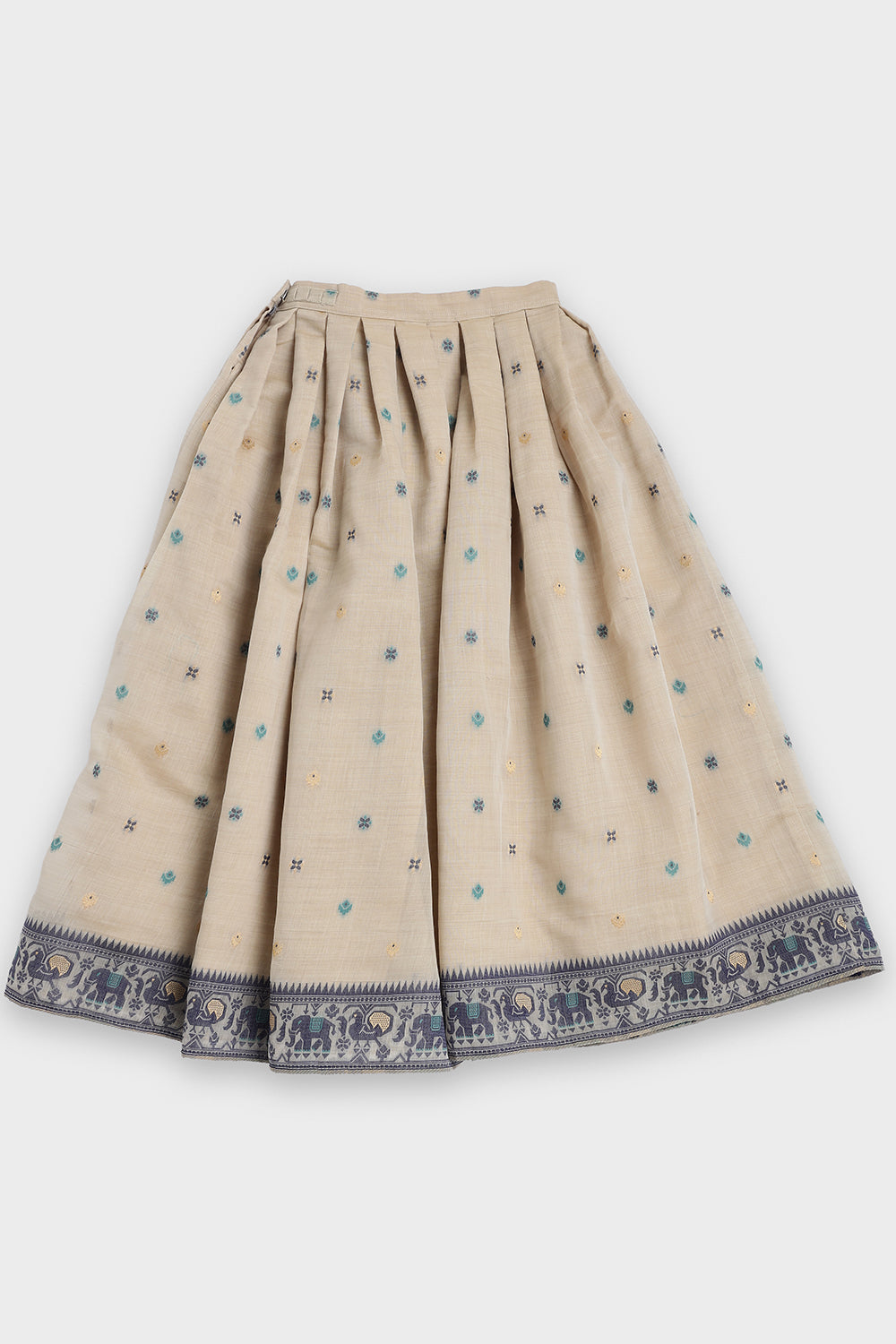 Chittythalli Girls Pavadai Set Traditional Wear | Chanderi Cotton Pavadai Set | Peplum Top with Contrast Piping & Gored Panels | Jamdhani Bordered Pleated Skirt | Woven Ethnic Dress for Girls - PS98