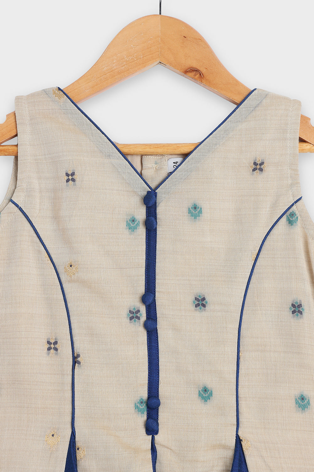 Chittythalli Girls Pavadai Set Traditional Wear | Chanderi Cotton Pavadai Set | Peplum Top with Contrast Piping & Gored Panels | Jamdhani Bordered Pleated Skirt | Woven Ethnic Dress for Girls - PS98