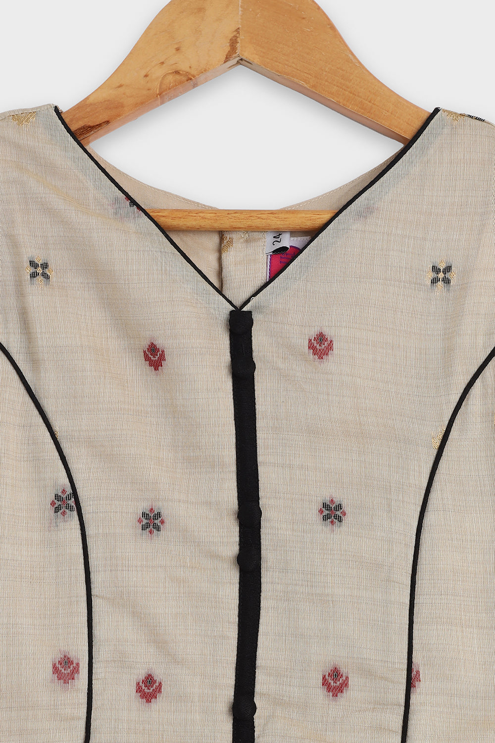 Chittythalli Girls Pavadai Set Traditional Wear | Chanderi Cotton Pavadai Set | Peplum Top with Contrast Piping & Gored Panels | Jamdhani Bordered Pleated Skirt | Woven Ethnic Dress for Girls - PS98