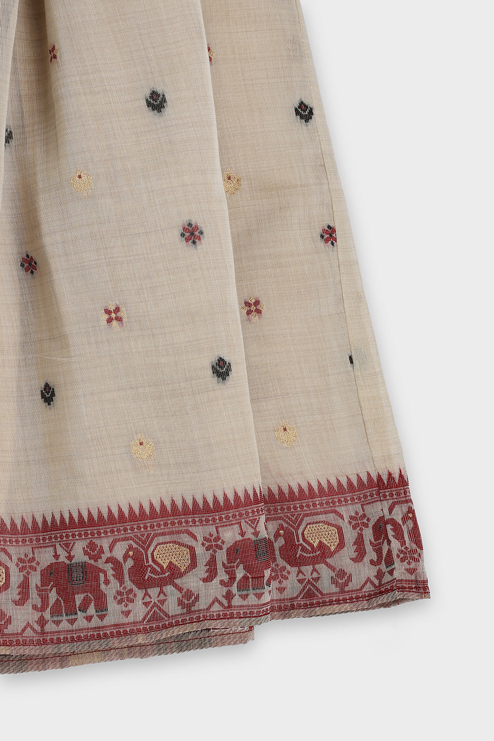 Chittythalli Girls Pavadai Set Traditional Wear | Chanderi Cotton Pavadai Set | Peplum Top with Contrast Piping & Gored Panels | Jamdhani Bordered Pleated Skirt | Woven Ethnic Dress for Girls - PS98