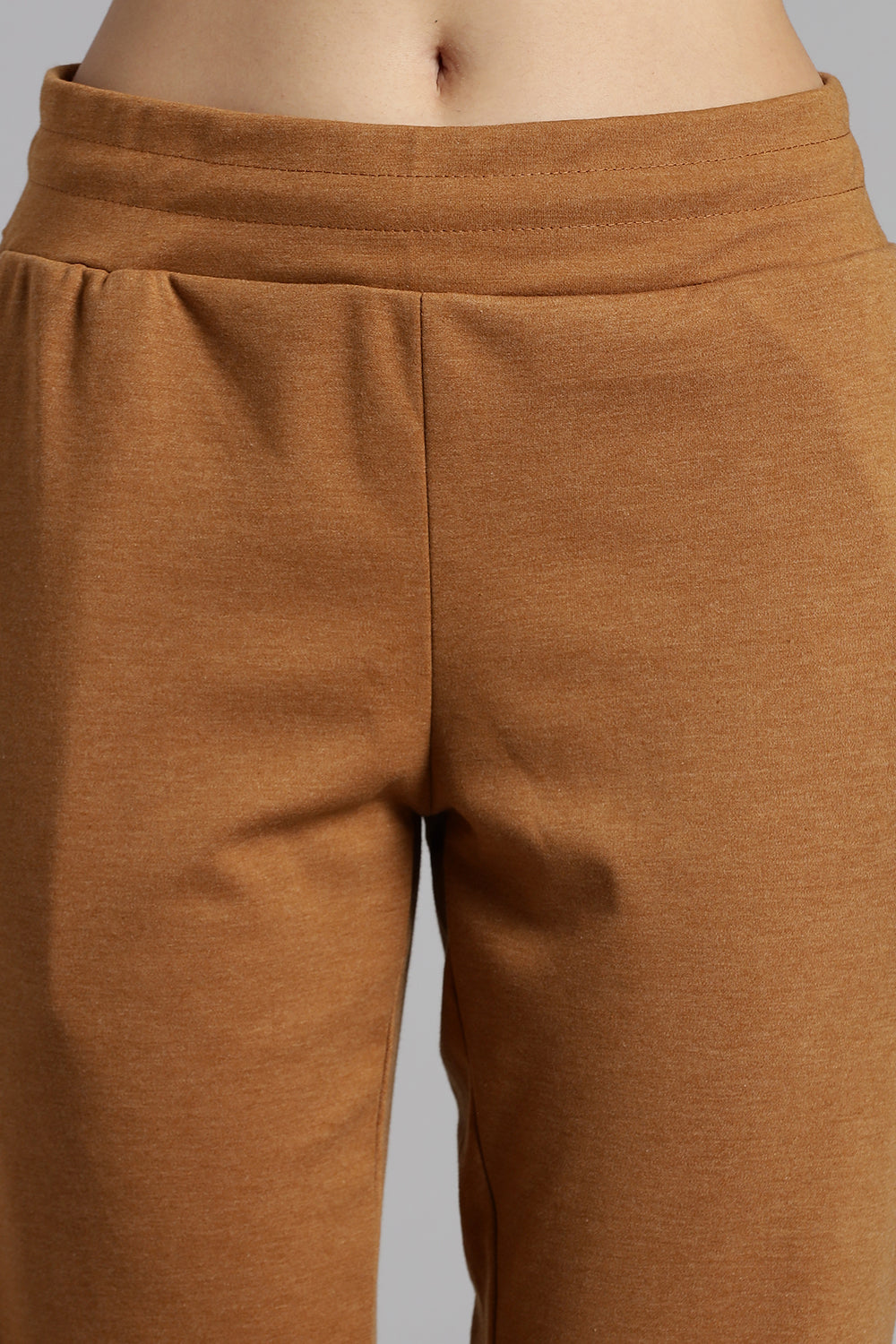 Jusperf Women’s Solid Track Pants – Cotton Rich Interlock Fabric with Side Pockets and Drawstring Waist - Brown - OC01