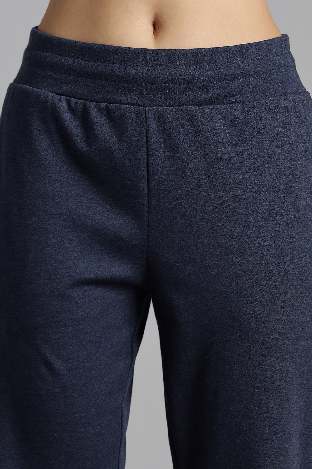 Jusperf Women’s Solid Track Pants – Cotton Rich Interlock Fabric with Side Pockets and Drawstring Waist - Navy Melange - OC01