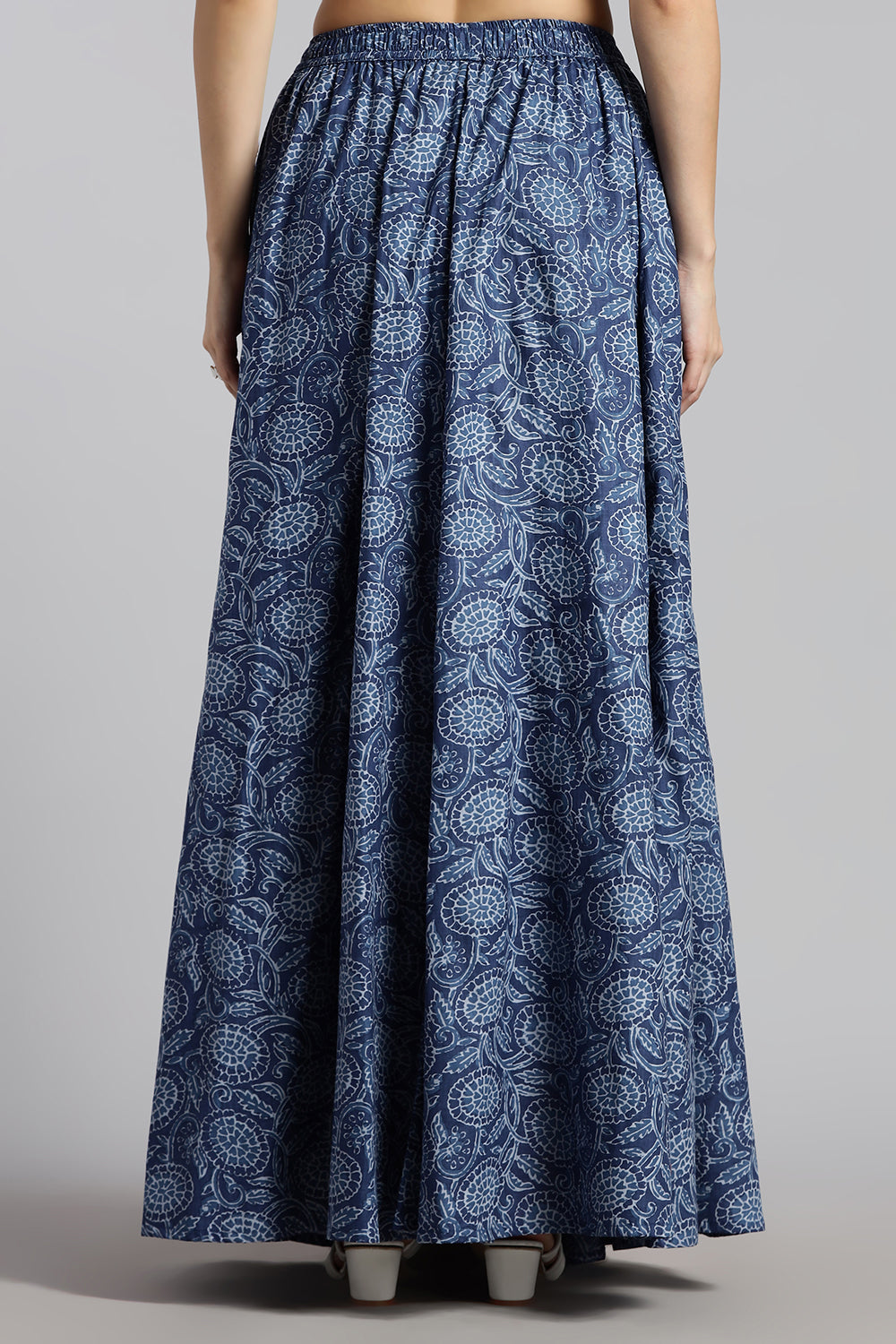 Mythri Women’s Cotton Long Skirt Without Pleats – Comfortable Everyday Ethnic Bottomwear - Light Blue - SK05