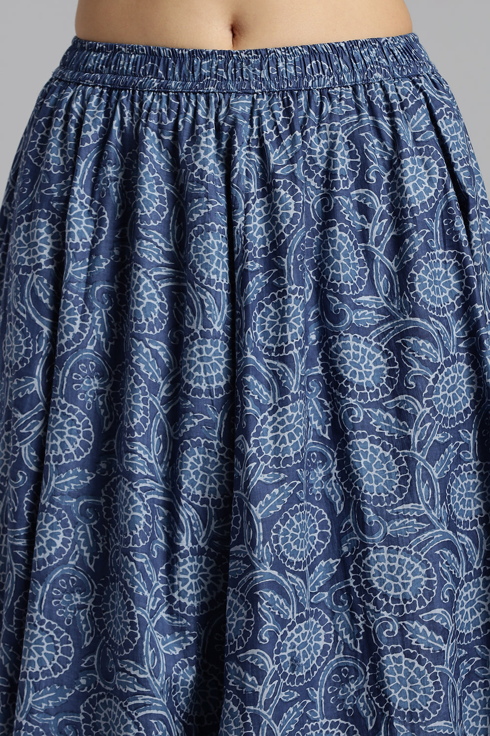 Mythri Women’s Cotton Long Skirt Without Pleats – Comfortable Everyday Ethnic Bottomwear - Light Blue - SK05