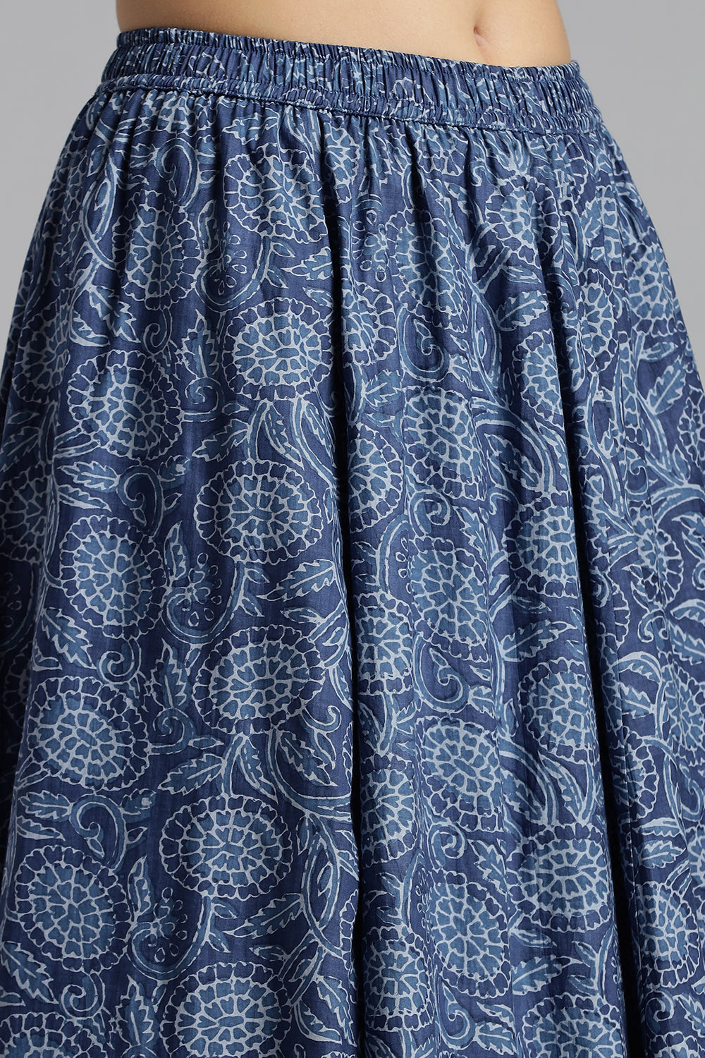 Mythri Women’s Cotton Long Skirt Without Pleats – Comfortable Everyday Ethnic Bottomwear - Light Blue - SK05