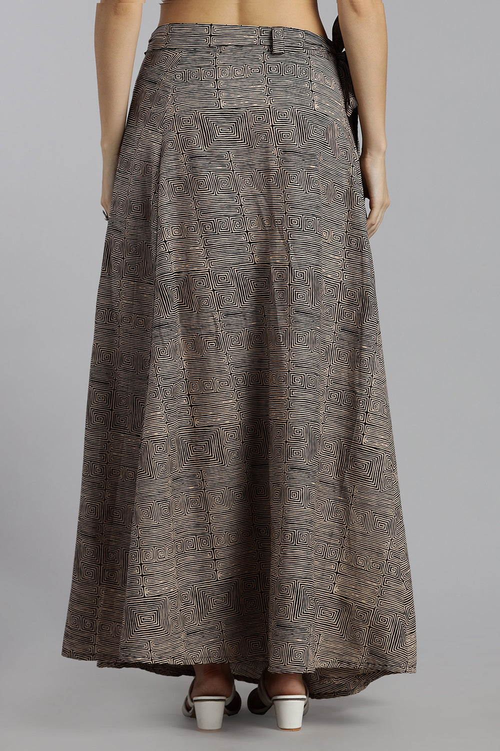 Mythri Women’s Cotton Wrap Around Skirt – Adjustable Ethnic Casual Wear - Dark Cream - SK07