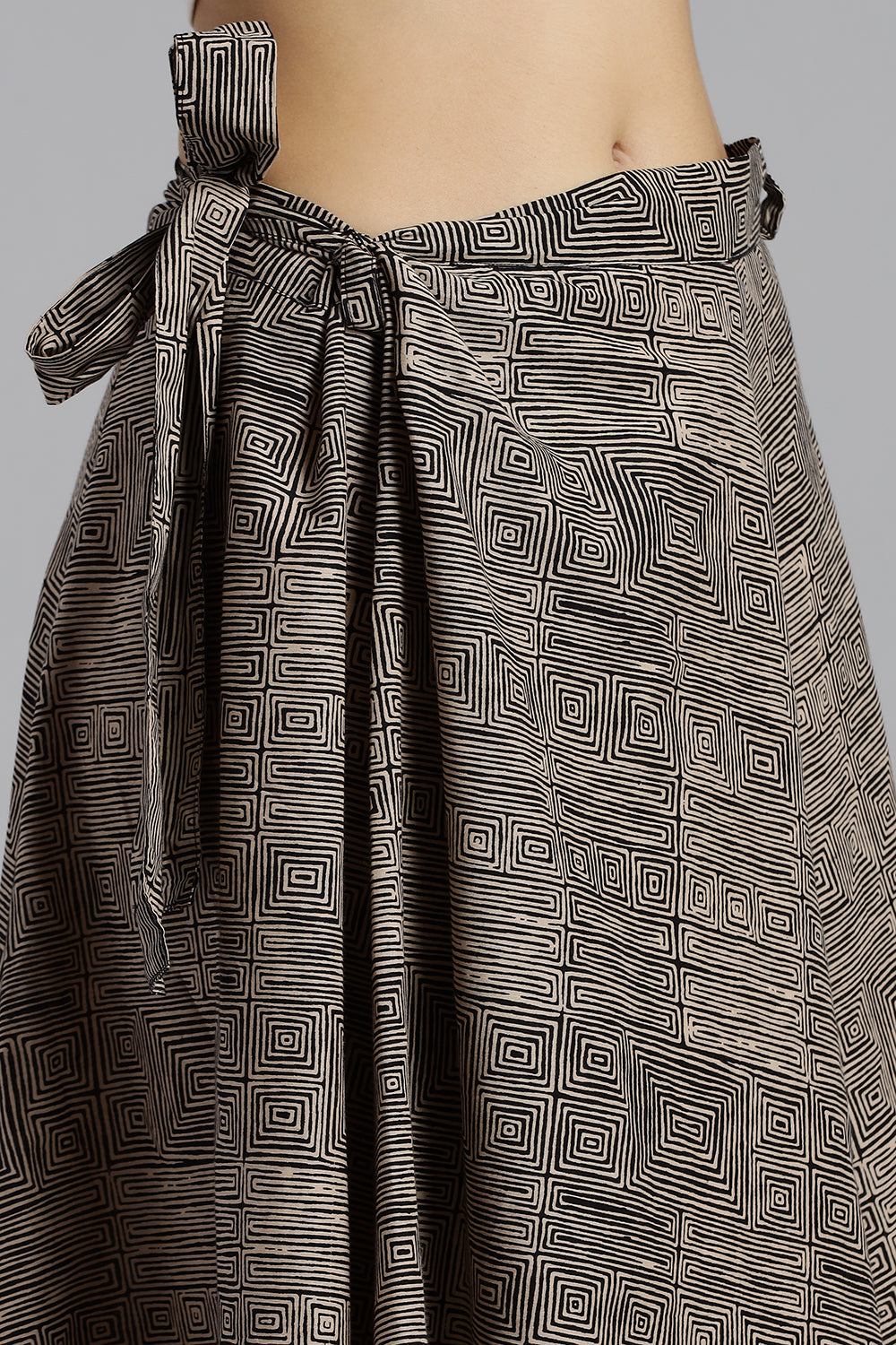 Mythri Women’s Cotton Wrap Around Skirt – Adjustable Ethnic Casual Wear - Dark Cream - SK07