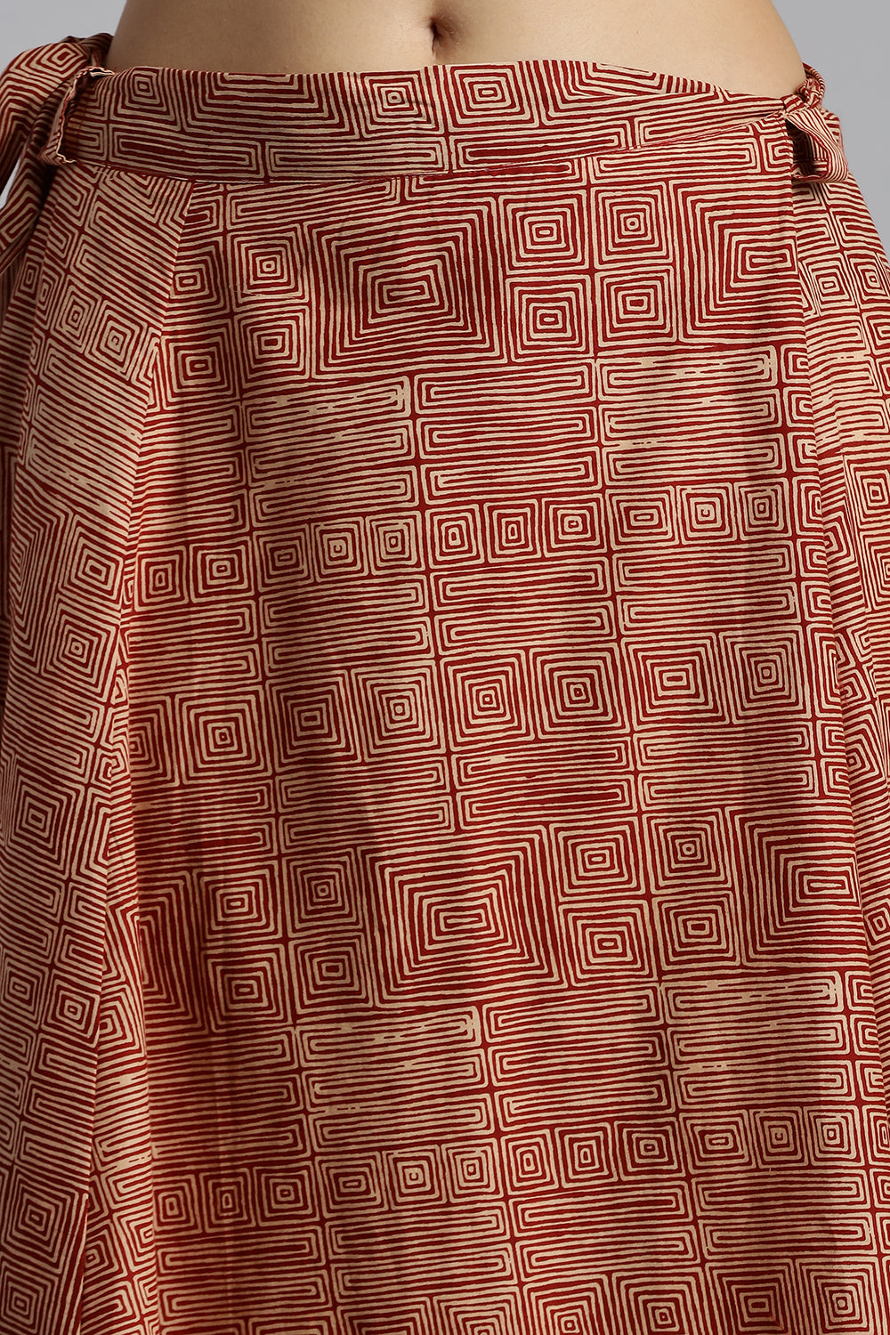 Mythri Women’s Cotton Wrap Around Skirt – Adjustable Ethnic Casual Wear - Beige - SK07