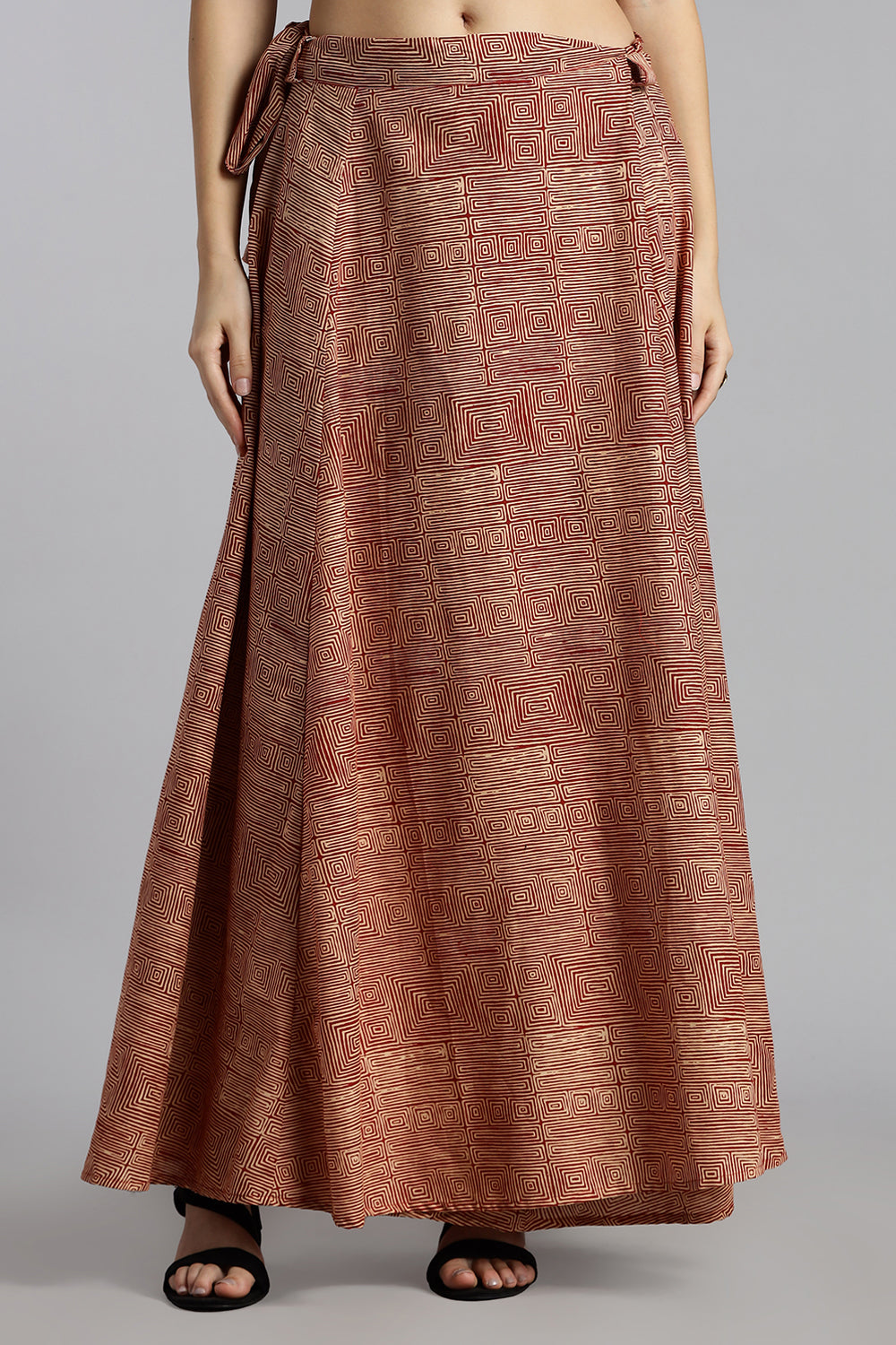 Mythri Women’s Cotton Wrap Around Skirt – Adjustable Ethnic Casual Wear - Beige - SK07