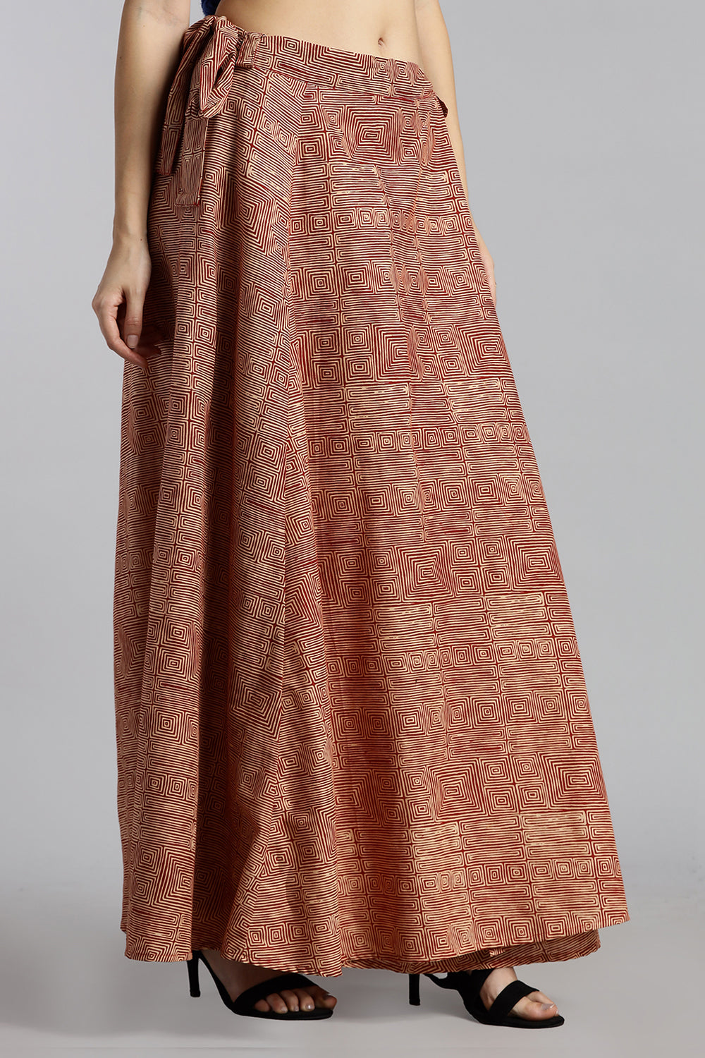 Mythri Women’s Cotton Wrap Around Skirt – Adjustable Ethnic Casual Wear - Beige - SK07