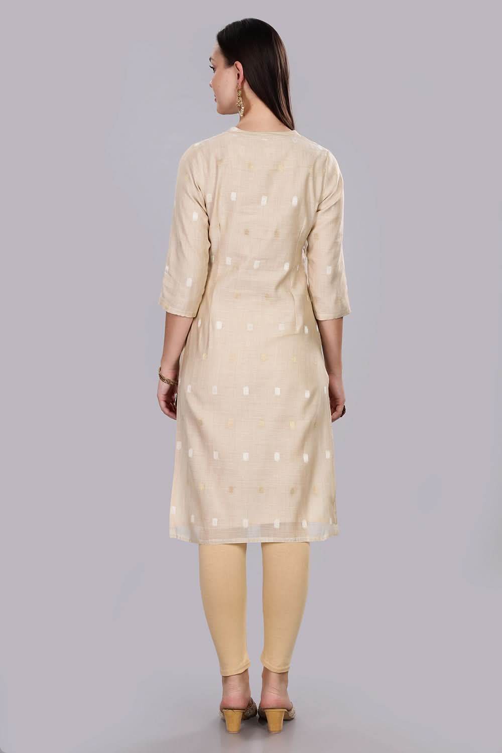 Mythri Comfortable Daily Wear Pintuck Top with Roll-Up Sleeves and Button Closure - Beige - KU63 - Naidu Hall Family Store