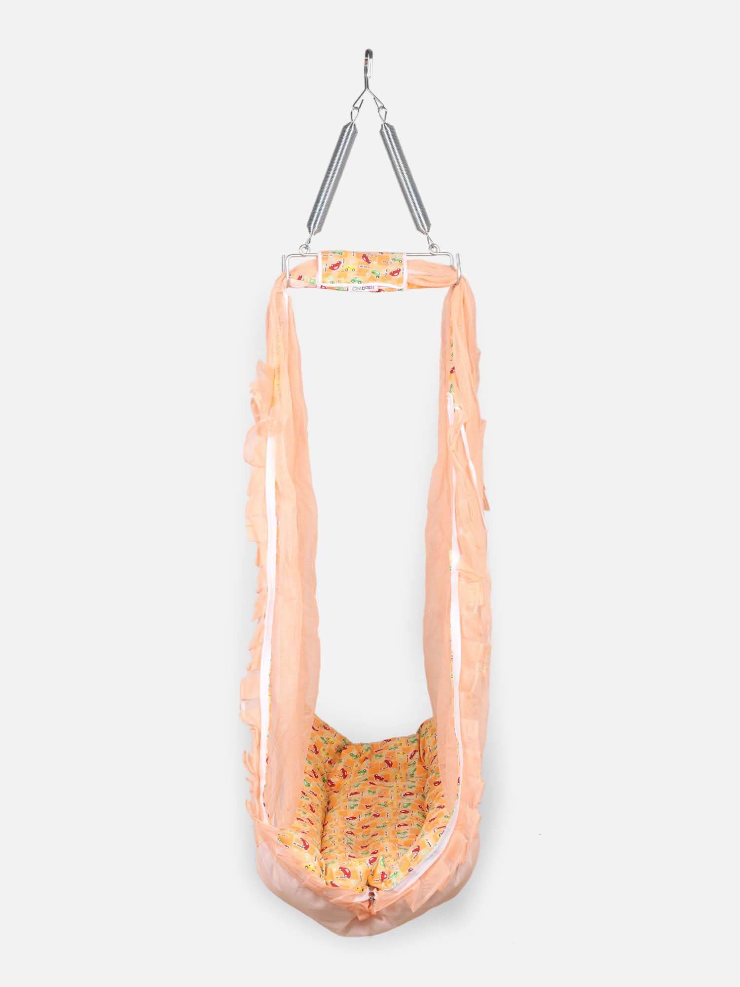 Oh Baby Printed Thuli Mosquito Net Cotton Bed - Orange - Naidu Hall Family Store