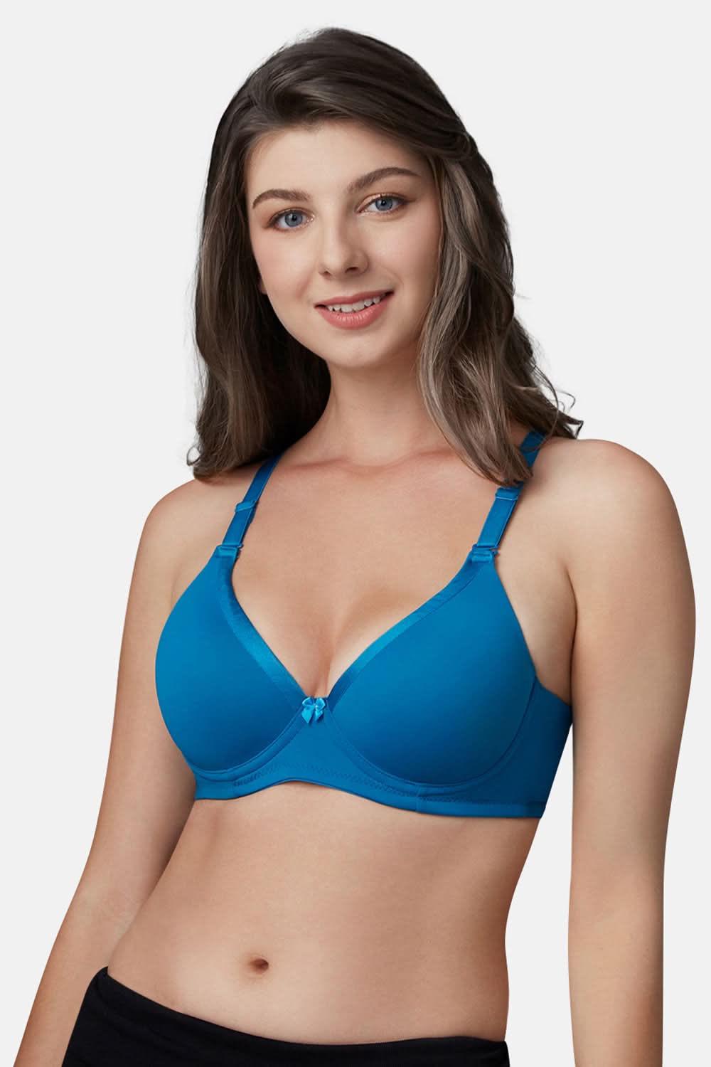 Intimacy Detachable Wired Padded Seamless Trendy Bra - Sky Blue - PU01