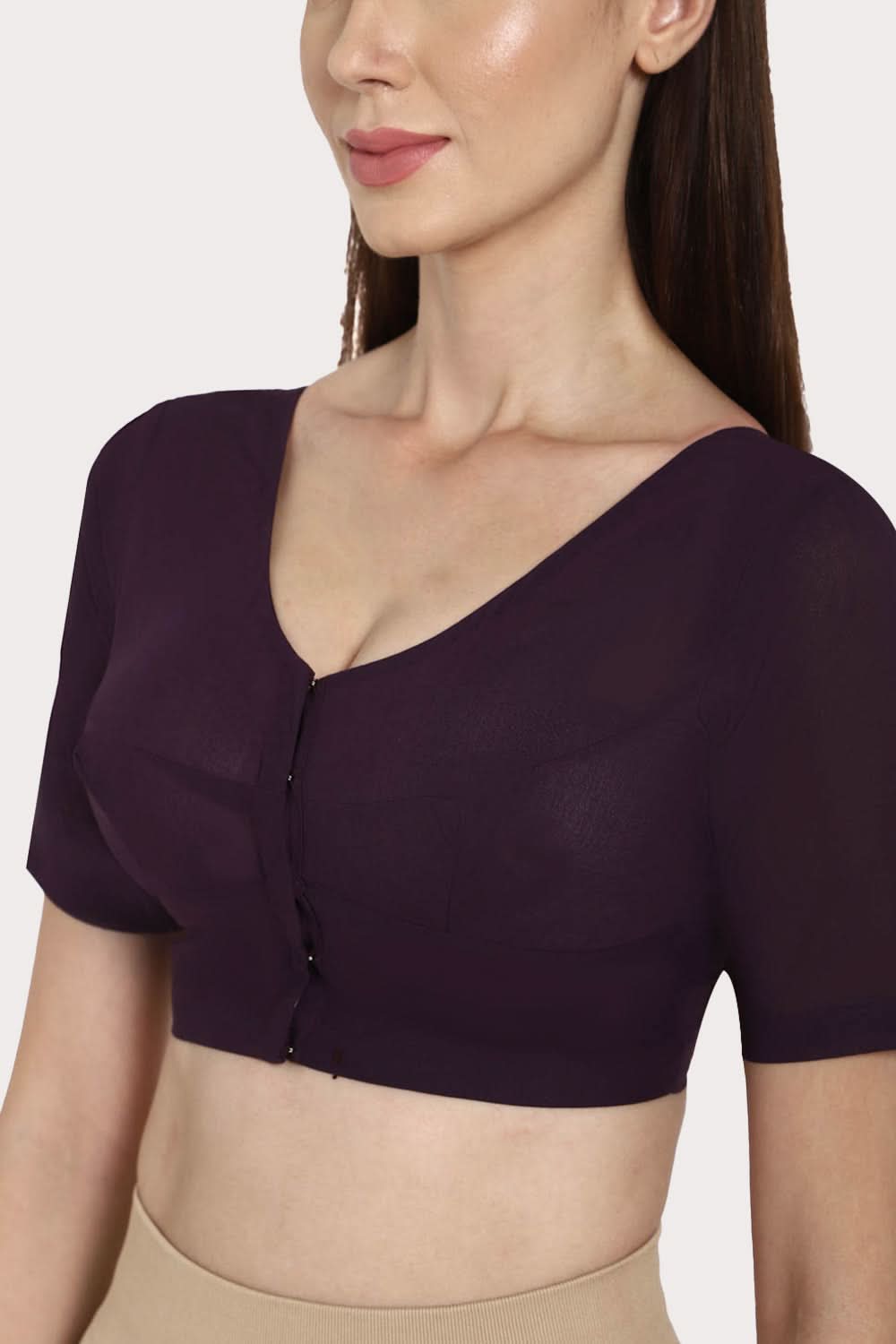 Naidu Hall Round neck long sleeve blouse - Dark Wine