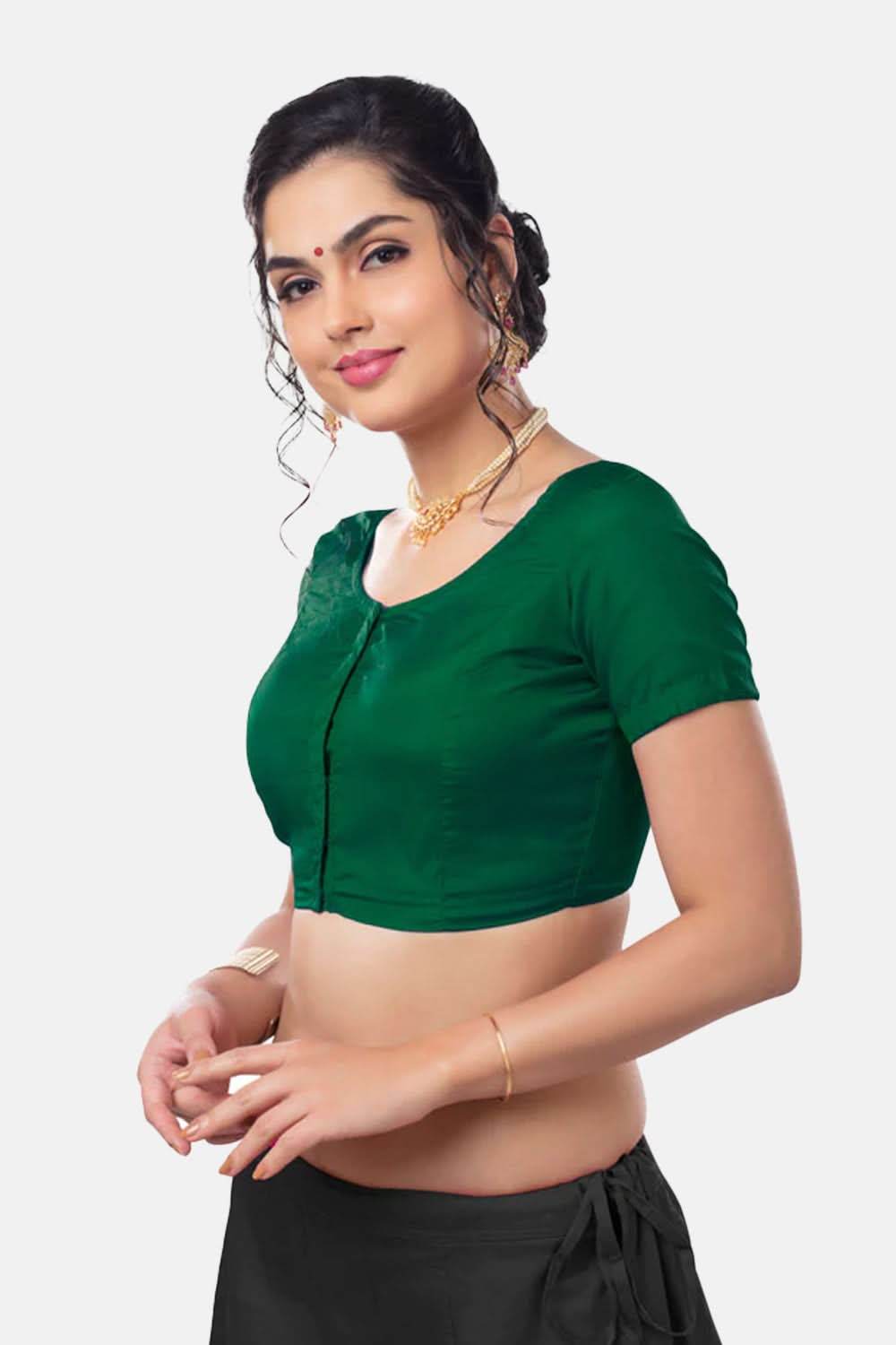 Naidu Hall Princess Cut Short Sleeve Front Open Silk Cotton Blouse - Naidu Hall Family Store