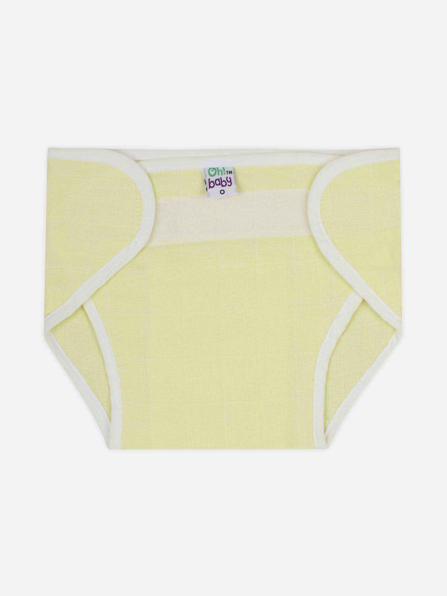 Oh Baby Plain Velcro Nappies Yellow - Ltpl - Naidu Hall Family Store